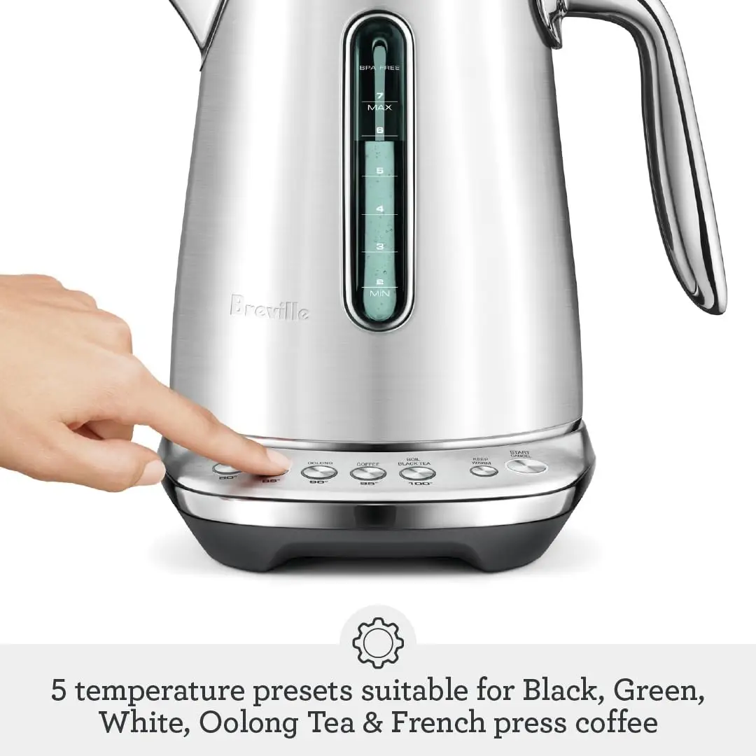 the Smart Kettle&trade; Luxe Electric Kettle, BKE845BTR, Black Truffle，Cordless jug featuring 360&deg; multi-directional base with cord