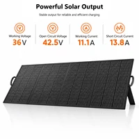Panneau solaire pliable et portable de 400 W, avec support réglable, chargeur solaire étanche pour la maison, le jardin, les activités domestiques et les stations d’alimentation extérieures. 3