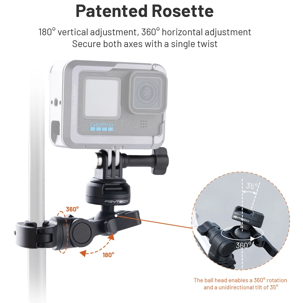 PGYTECH CapLock 백미러 마운트 오토바이 마운트, 표준 1/4 인터페이스, Insta360, DJI, 고프로 액션 카메라, 스마트폰용