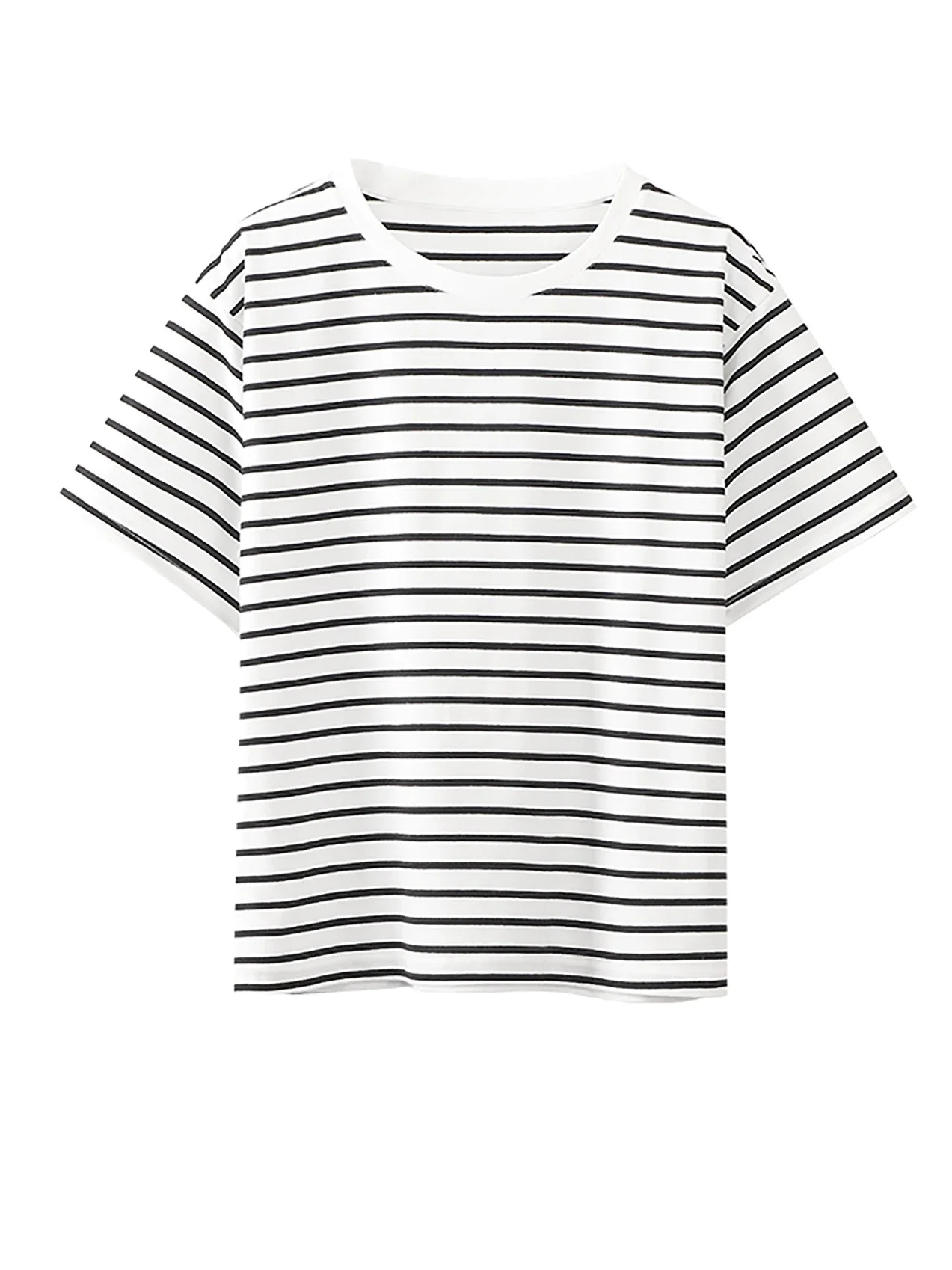 Bornladies Summer Short Sleeve Striped T-Shirts Women Knitted Basic Casual Tops Female Cozy Loose Cotton Tees