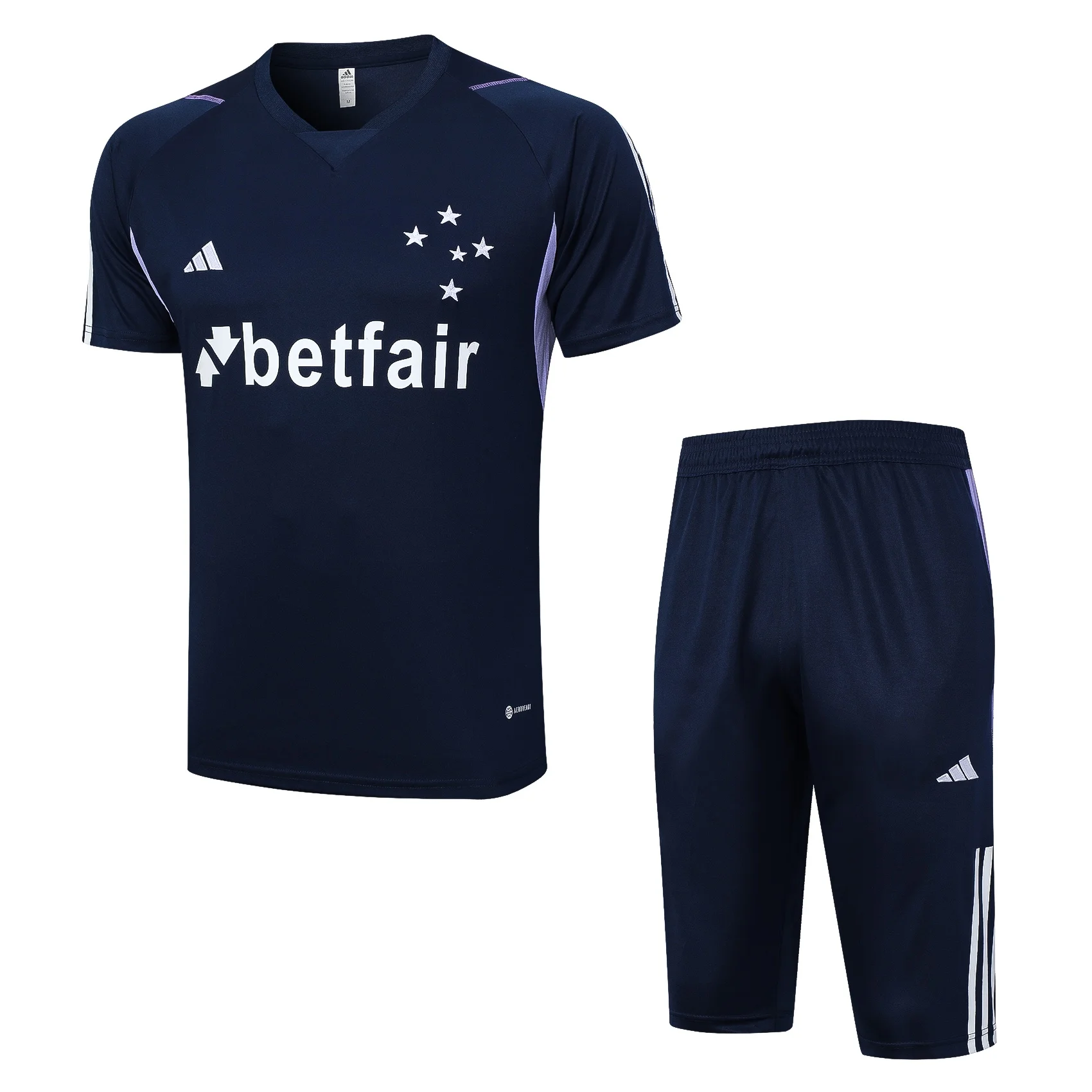 Adidas Soccer Jerseys Men Short-sleeved Above-the-knee Shorts Versatile Lightweight Training Suit Blue
