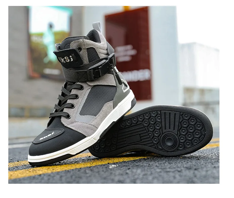 Men Motorcycle Boots Breathable Anti Slip Riding Shoes for Road Racing Casual Biker Gear