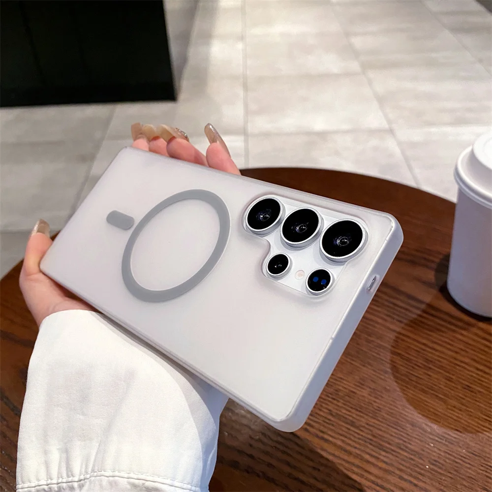 Ultrathin Clear Magnetic Case with Matte Finish and Wireless Charging Capability