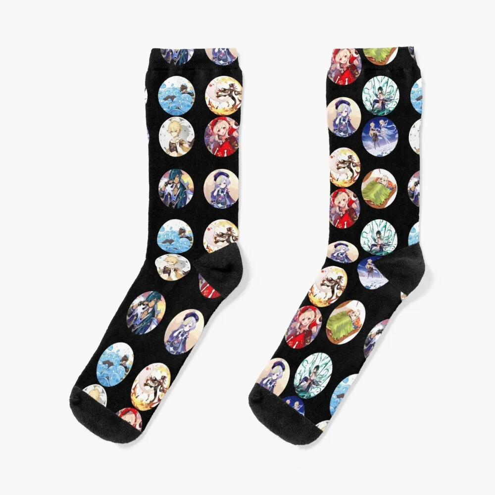 Genshin Impact Sticker Set Socks colored socks christmas socks Girl'S Socks Men's 6pcs candy colored fashionable small square hair claws girl spring and summer cream color clips simple and versatile shark clips