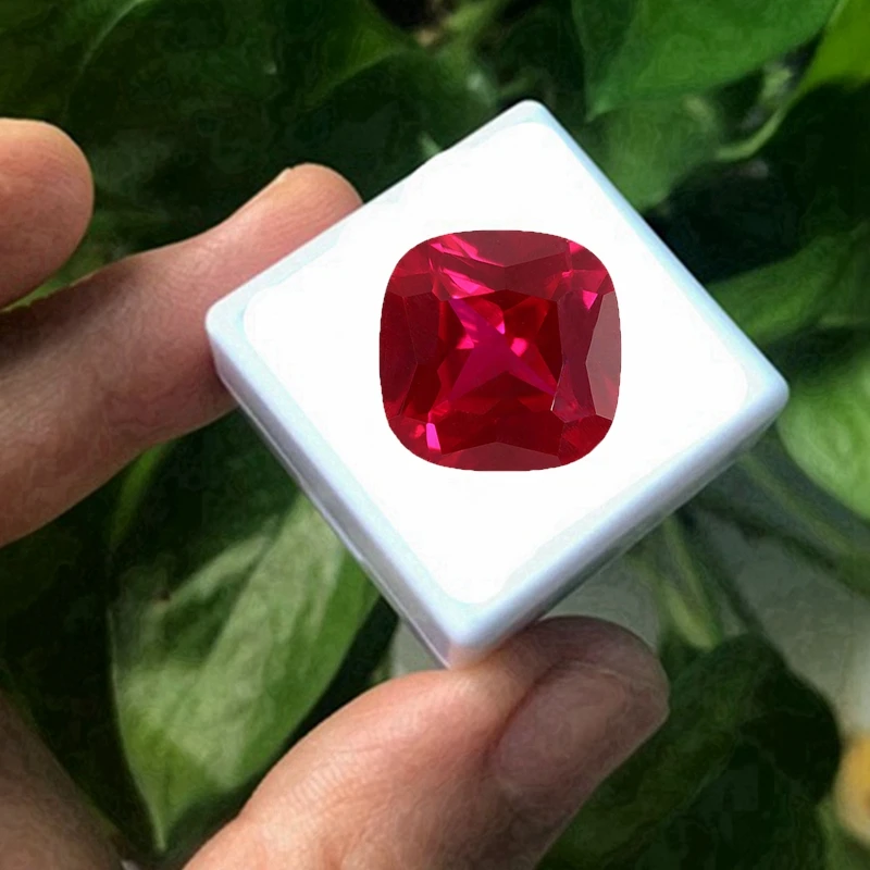 

Box Set Large Red Ruby Corundum Sapphire 11.0mm 5.0Cts Square Cut Sri-Lanka VVS Loose Gemstone For Jewelry Making