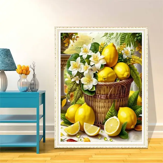 Momoart Kit de peinture pour adultes citron fruits bricolage sur toile peinture par numéros fleur Art dessin nouveautés peint à la main 3