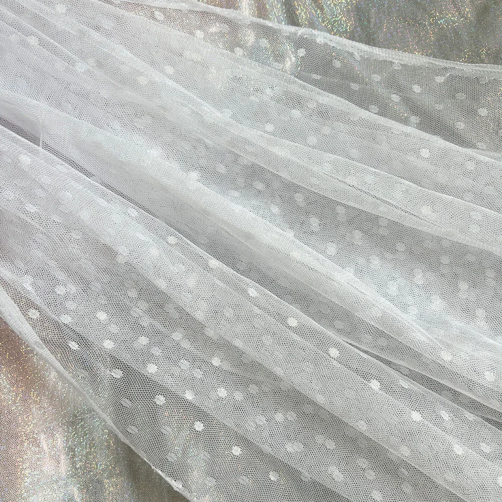 100X150cm Lace Mesh Dot Jacquard Fabric Tulle For Women Dress Clothing DIY Mosquito Polyester Net Patchwork Needlework Materials