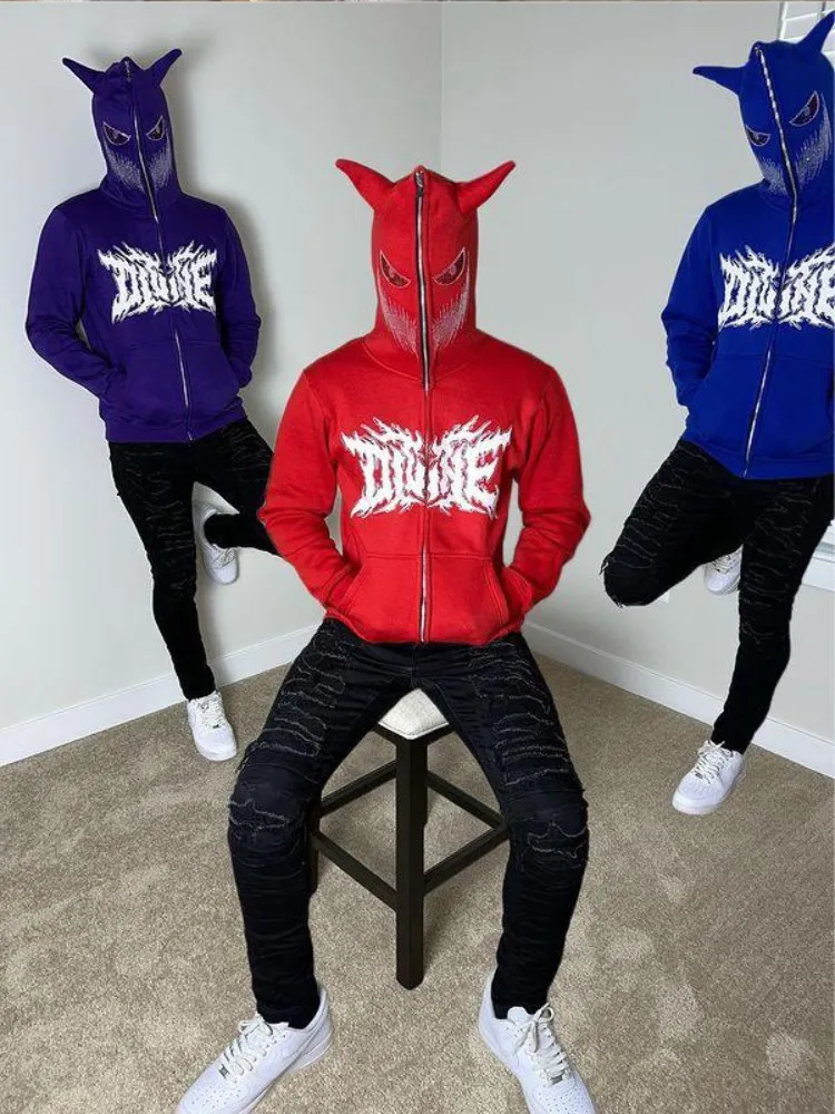 Aesthetic Y2K Streetwear Hoodie Women Men Rhinestone