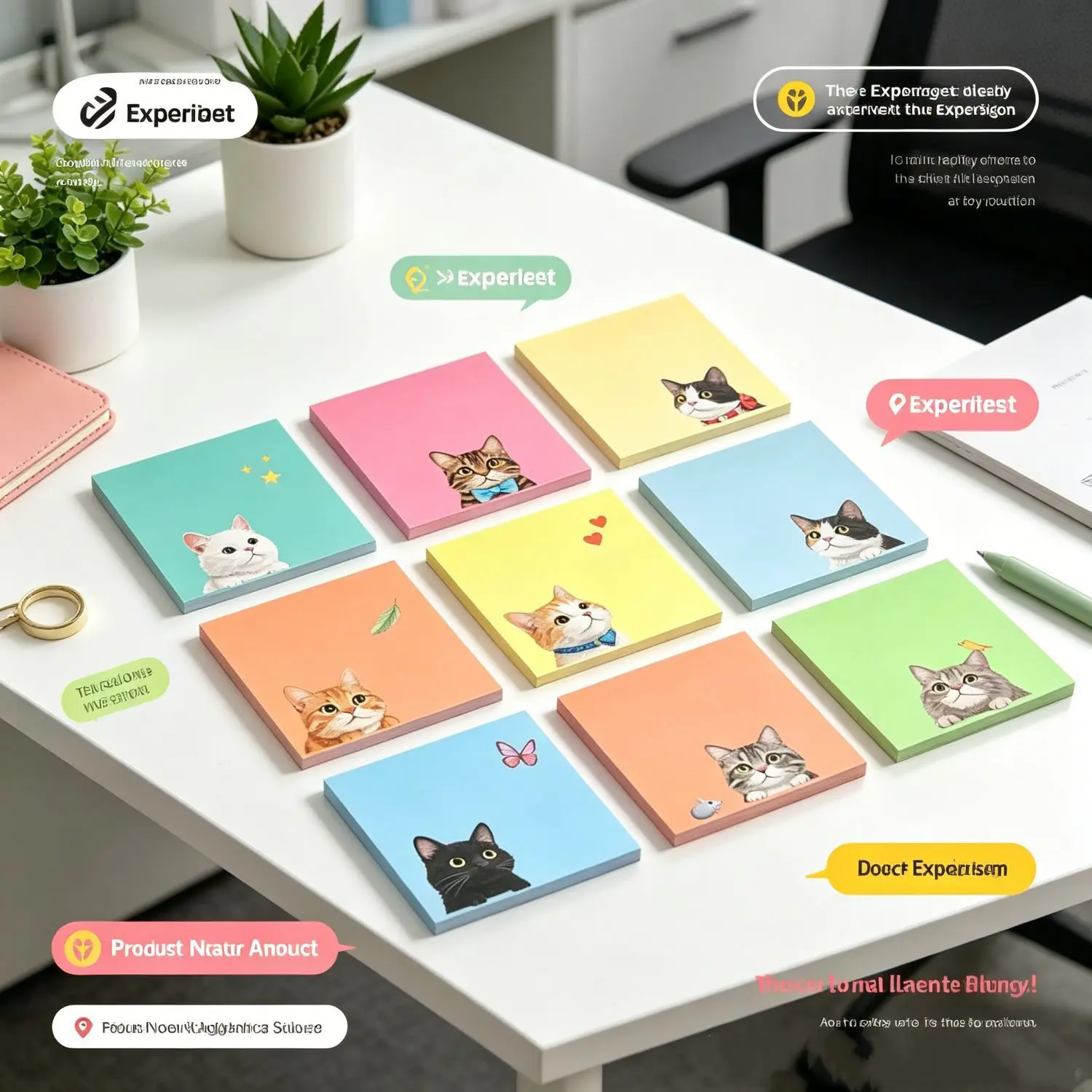 50 foglietti adesivi a forma di macaron, motivi casuali, alto valore estetico, adatti per decorare libri degli studenti e appunti d'ufficio