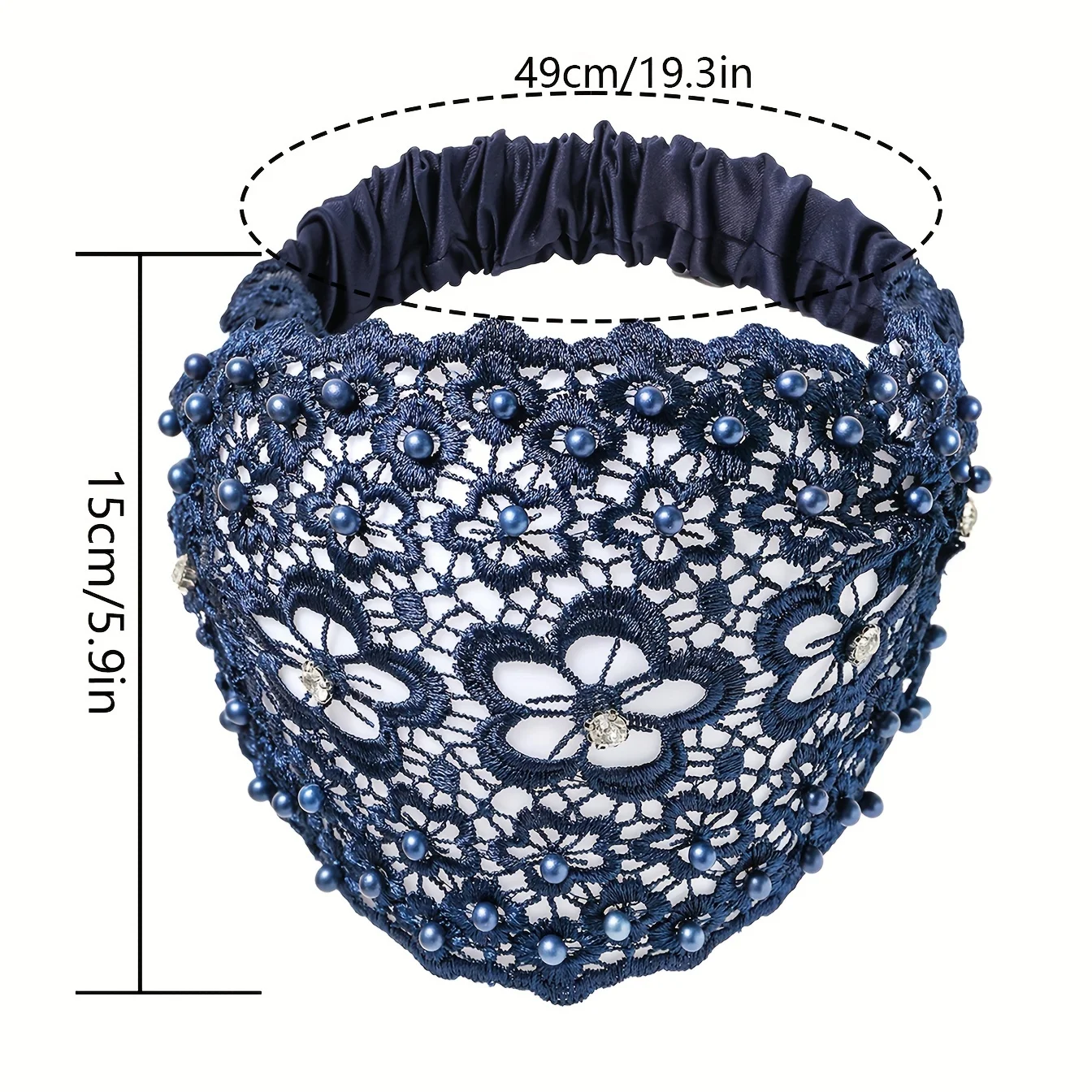 1pc Elegant Flower Bead Wide Headband, Lace Headband, Lace Pearl Hollow Wide Headband, Elastic Headband  Hair Bands for Women