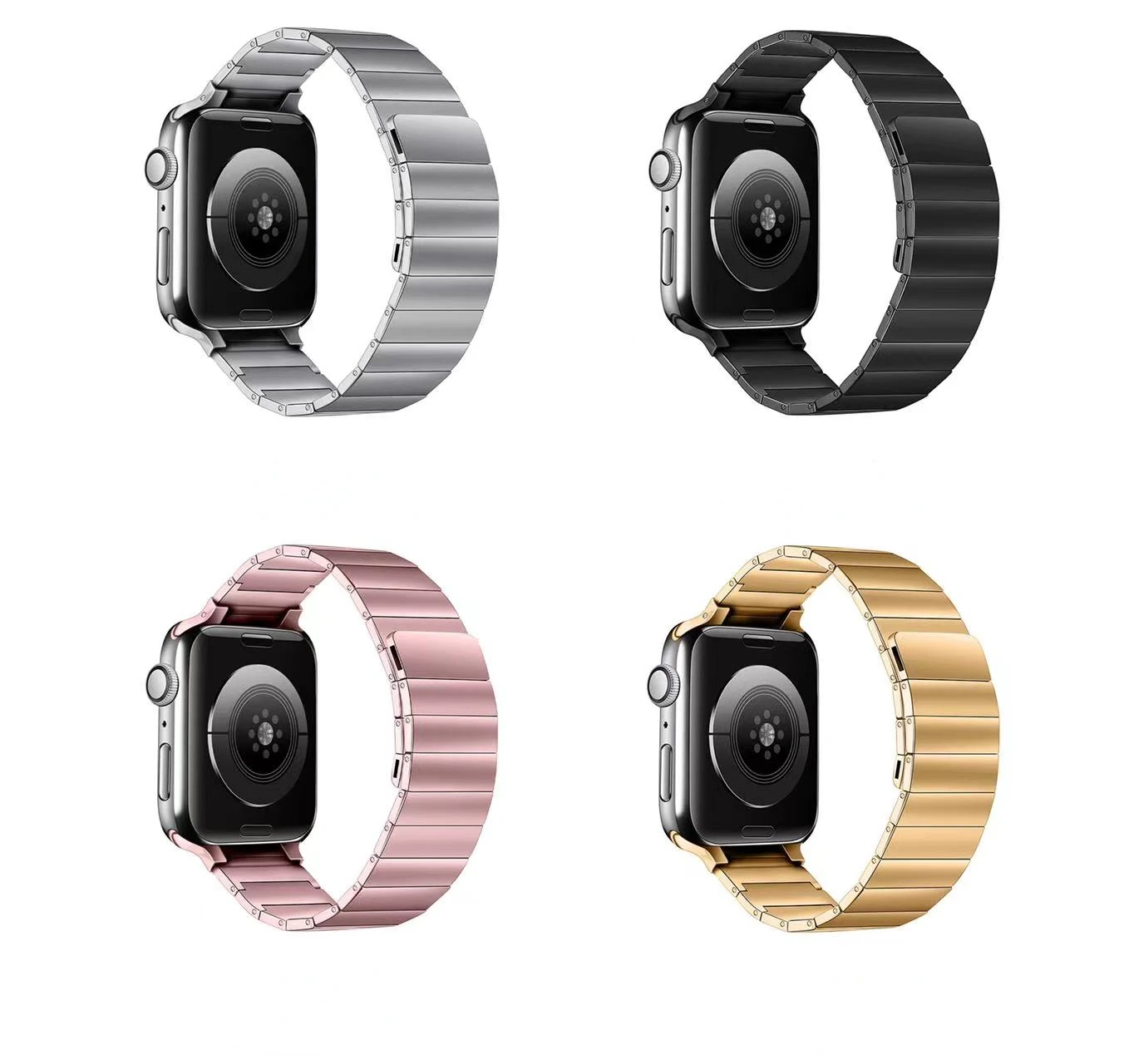 Metal Link Bracelet For Apple Watch 45mm 44mm 42mm 41mm 40mm Stainless Steel Magnetic Loop Belt For iWatch Ultra 8 7 6 5 4 3 SE