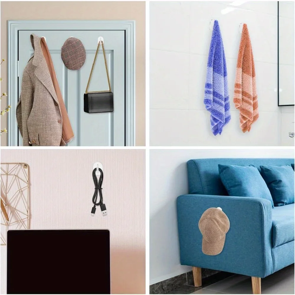 10Pcs Simple Mini Hooks Waterproof Car Living Room Classroom Bathroom Bedroom Sticky Hooks Home No Punch Behind The Door