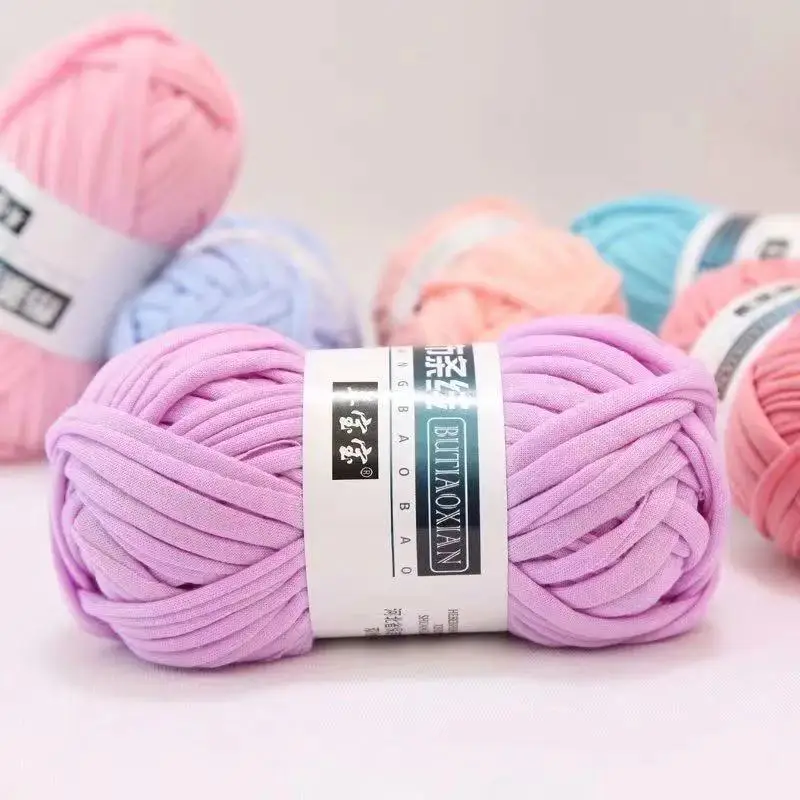 1Pc 100g T Shirt Thick Soft Cloth Yarn for Hand Knitting Crochet Woven Handbag Blanket Thick threads DIY mat slipper basket line 2