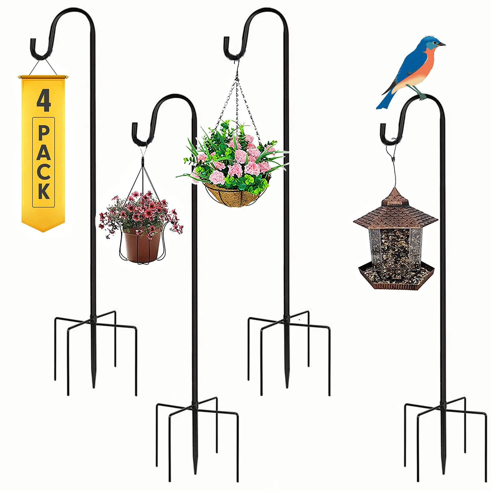 Shepherd Hooks Plant Hook Craft Hook For Hanging Solar Lights Bird Feeders﻿ Outdoor Yard Garden Decor