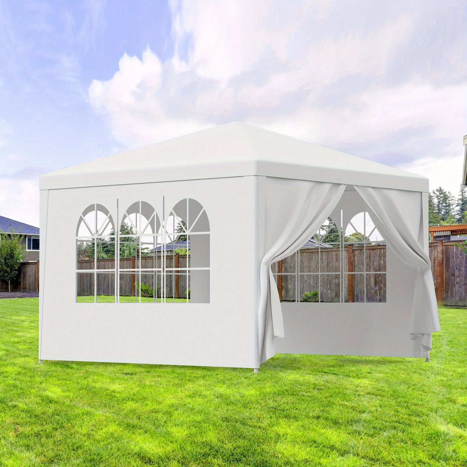 2pcs 10'x10' Canopy Party Wedding Tent Garage Car Shelter Sidewall Windows White