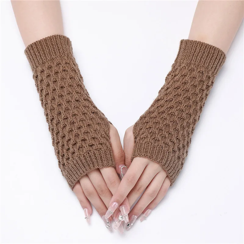 

Short Knitted Half-finger Gloves Men And Women Fall And Winter Warm Arm Protection Elbow Warm Work Gloves