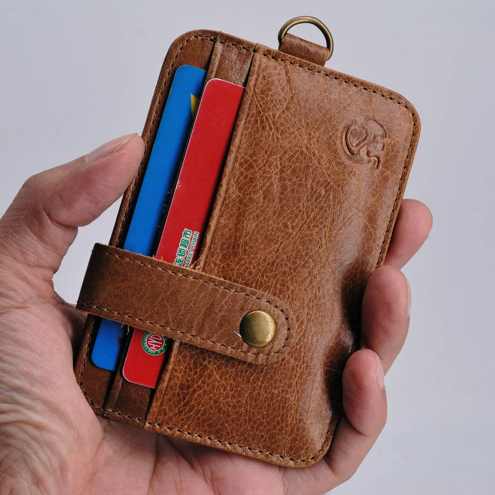 

Genuine Leather Credit Card Holder Wallet Short Purse Bank ID Card Case For Men Driver's license Bag Bus Card Pocket