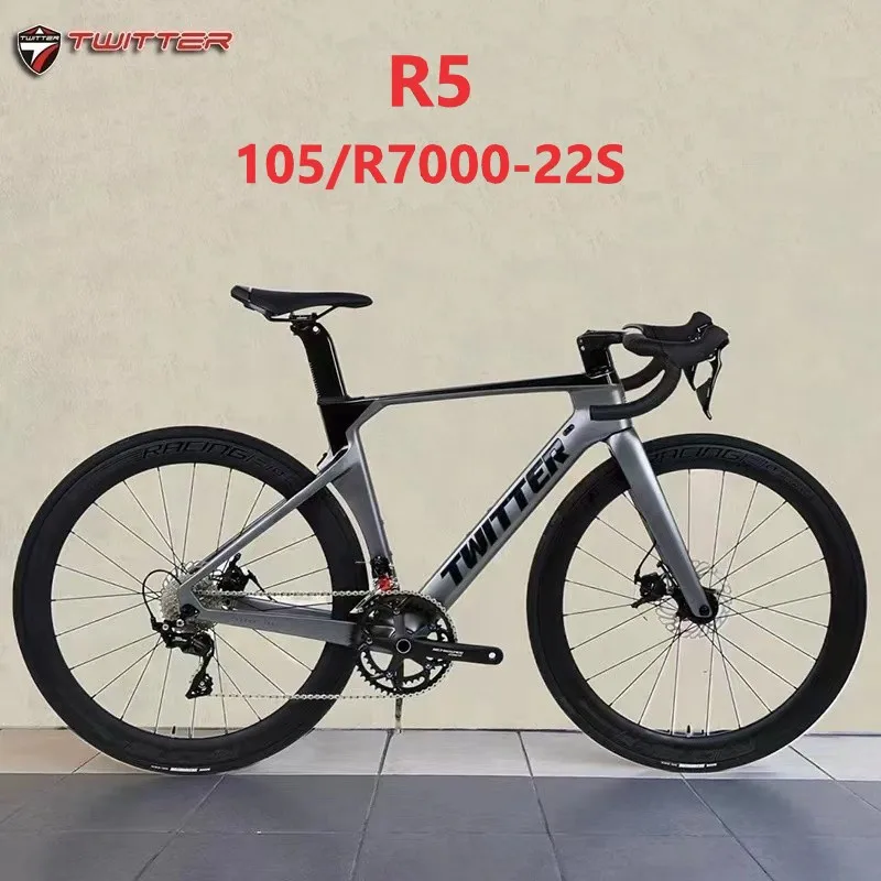 

TWITTER R5 105 R7000-2*11S Full hidden inner routing oil disc brake, breaking wind racing T800 carbon fiber road bike 700*25C