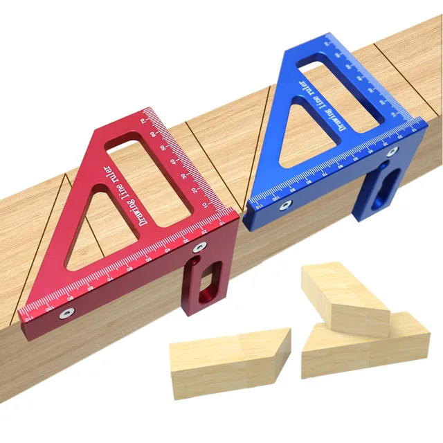 Carpenter Square -Woodworking Square Protractor Aluminum Miter Triangle Ruler 3D Multi Angle 45/90 Degree Layout Measuring Ruler 2
