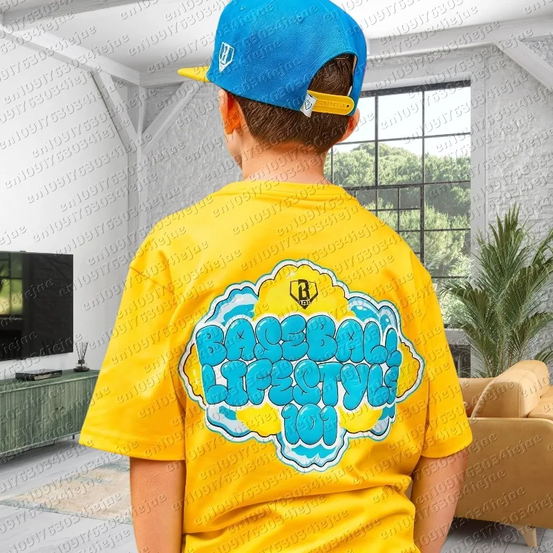 Neuestes Baseball 101 Lifestyle T-Shirt für Jugendliche/Erwachsene mit Cartoon-Eiscreme-Keks-Print aus atmungsaktiver Baumwolle, modisch, locker geschnitten, für den Sommer