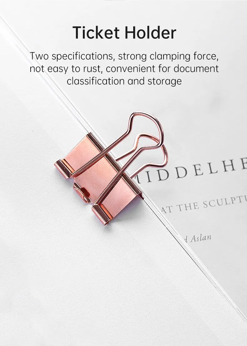 Deli Office Combination Set Rose Gold Binder Clips Pins Ticket Holder Paper Clips Office Stationery Suit School Stationery Set