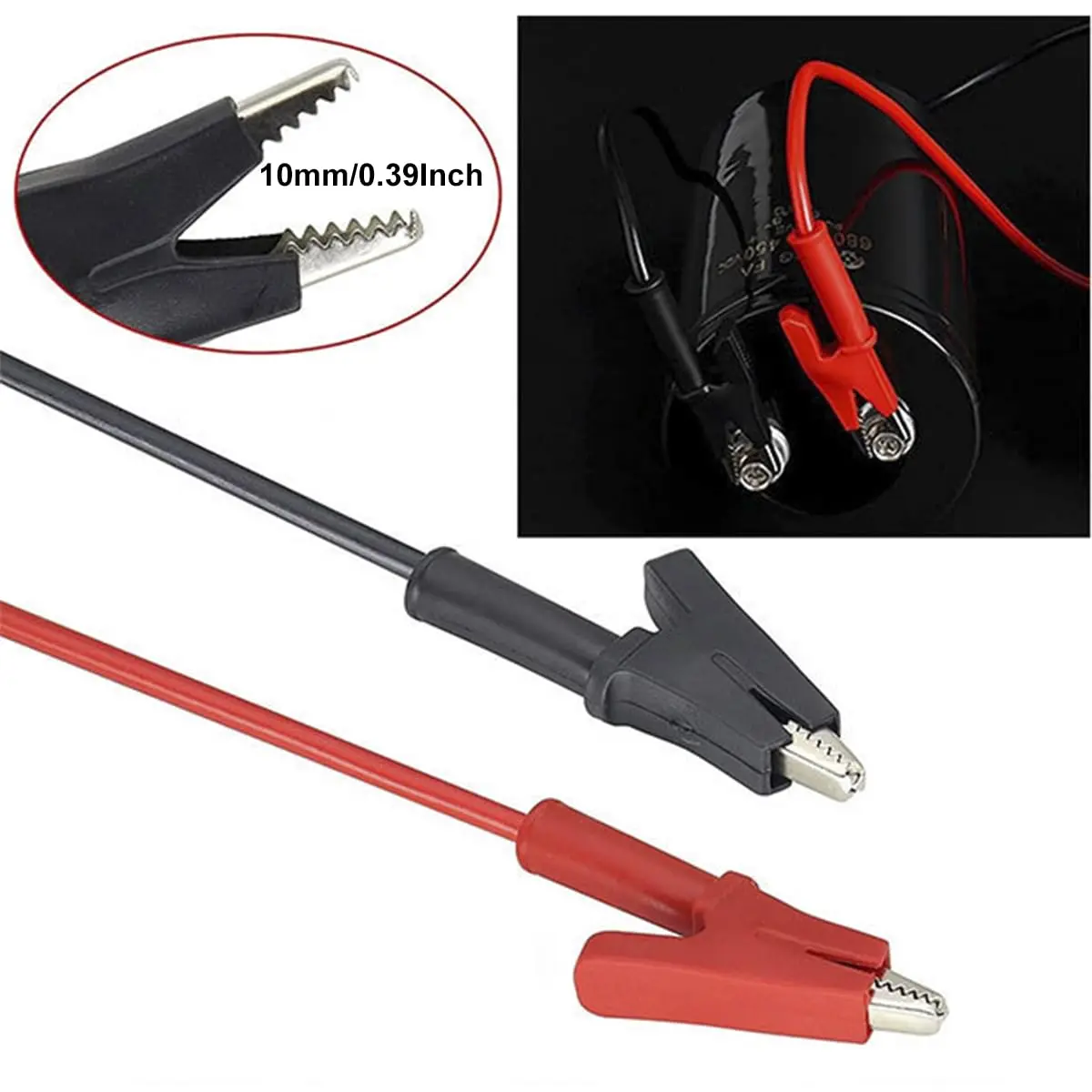 Dual Ended Alligator Clips Electrical Test Leads Set with Protective Copper Clips Premium Cables for Electrical Testing
