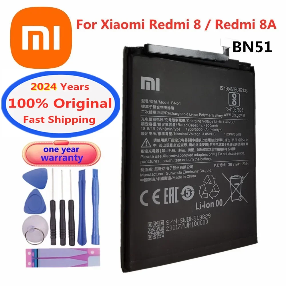 

2024 год оригинальный аккумулятор для телефона BN51 для Hongmi Xiaomi Redmi8 Redmi 8 8A Redmi8A сменный аккумулятор батареи Быстрая доставка