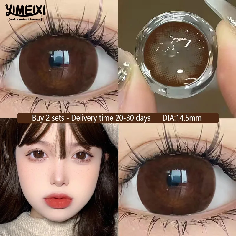 YIMEIXI 2pcs Korean Lenses Color Contact Lenses For Eyes Myopia Lenses Natural Pupils Brown Lenses Student Anime Free Shipping