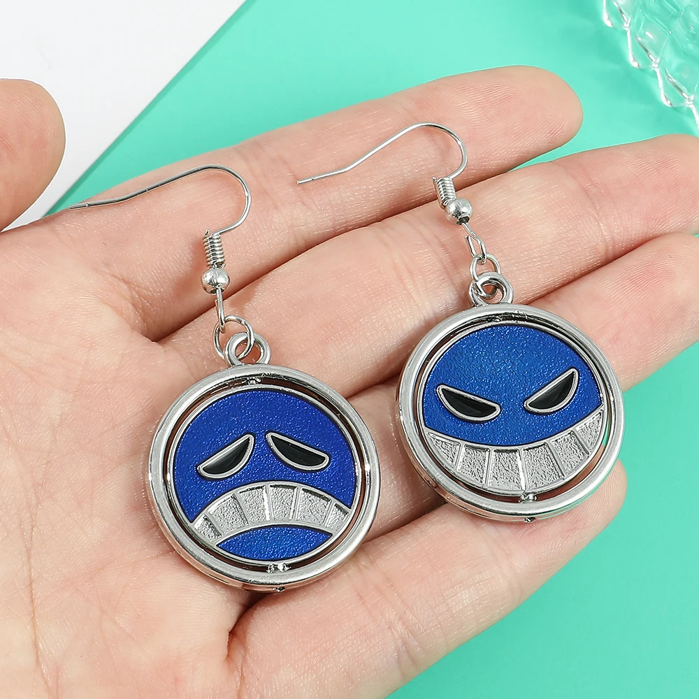 

ONE PIECE Portgas·D· Ace Earring for Women Men Anime Metal Jewelry Rotating Pendant Charm Gift Cosplay Prop