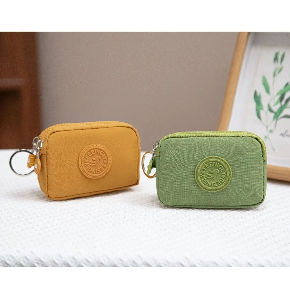 Neue Doppelschicht Frauen Brieftasche mit Schlüsselbund Einfarbig Kreditkarte Halter Nylon Wasserdichte Zipper Clutch Tasche Im Freien – Detail 11