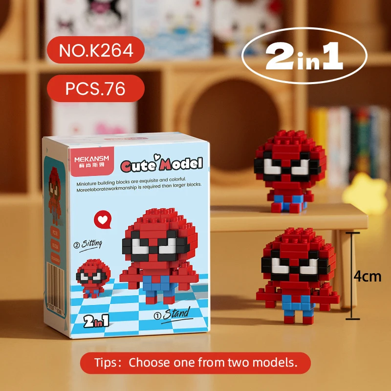 2IN1 Deadpool Marvel Legends Disney Spider Man Cartoon Building Blocks for Kids Toys building block toy building block toys