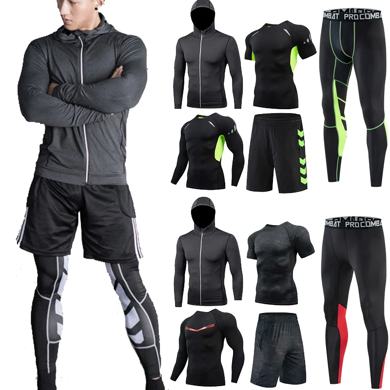 

3Pc Thermal Underwear Men Set Compression Sports Suit Long Johns Clothes Running Tracksuit Wear Exercise Workout Tights