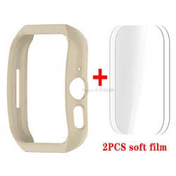 2PCS Soft Film + PC Protective Case: Durable Hollow Shell Bumper for Enhanced Wearable Protection (Beige)
