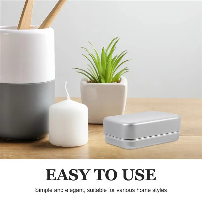 Practical Soap Box with Lid Aluminum Tin Square Soap Holder Box Travel Soap Storage Case Prevent Soap Dissolving Bathroom Supply 4