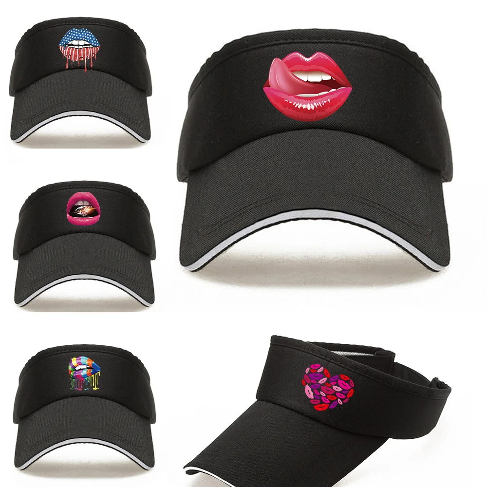 

Women's Sunscreen Hats Summer Outdoor Sports Baseball Caps Unisex Casual Breathable Cap Mouth Pattern UV-proof Beach Visors Hat