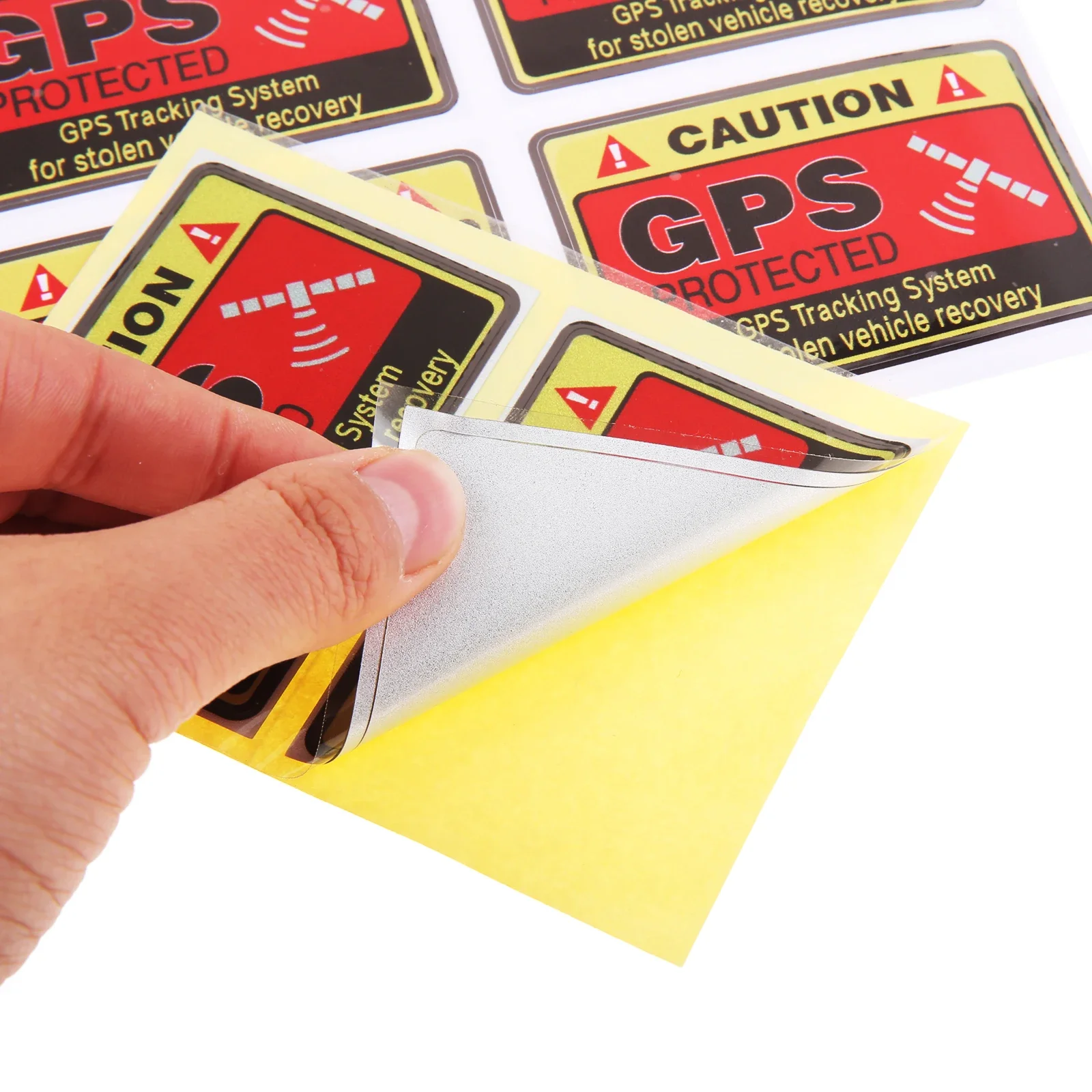 4pcs Car Sticker "CAUTION GPS PROTECTED Tracking System" Sign 7cmx4.7cm Reflective/No-reflective PVC Decal RV Bike Anti-Theft