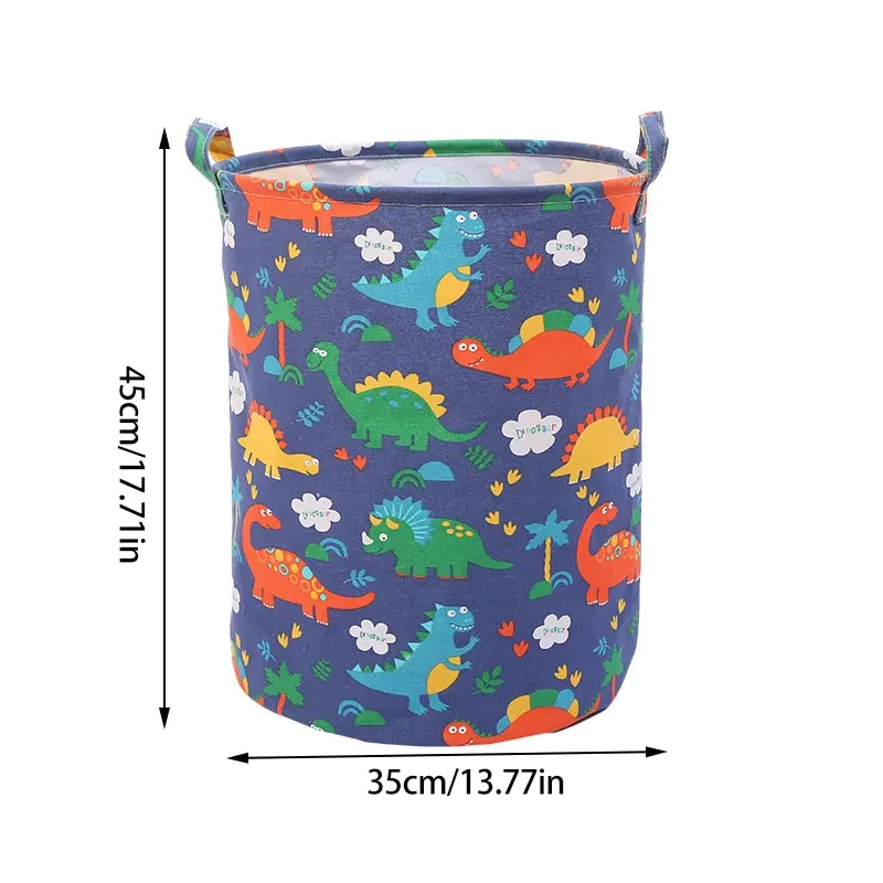 Foldable Waterproof Cotton Linen Laundry & Toy Storage Basket
