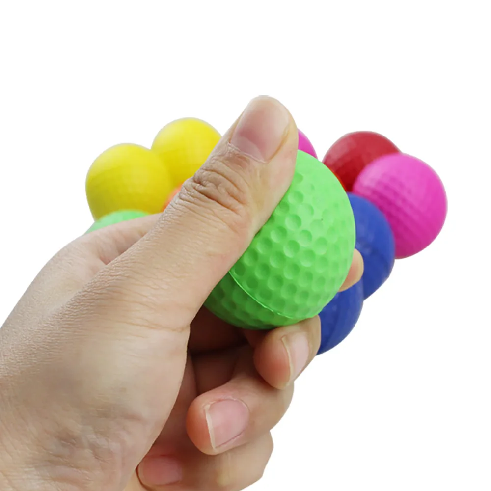 1Pc 42mm Mixing Color PU Foam Hand Grips Solid Sponge Soft Balls Indoor Golf Rehabilitation Practice Round Grip Ball
