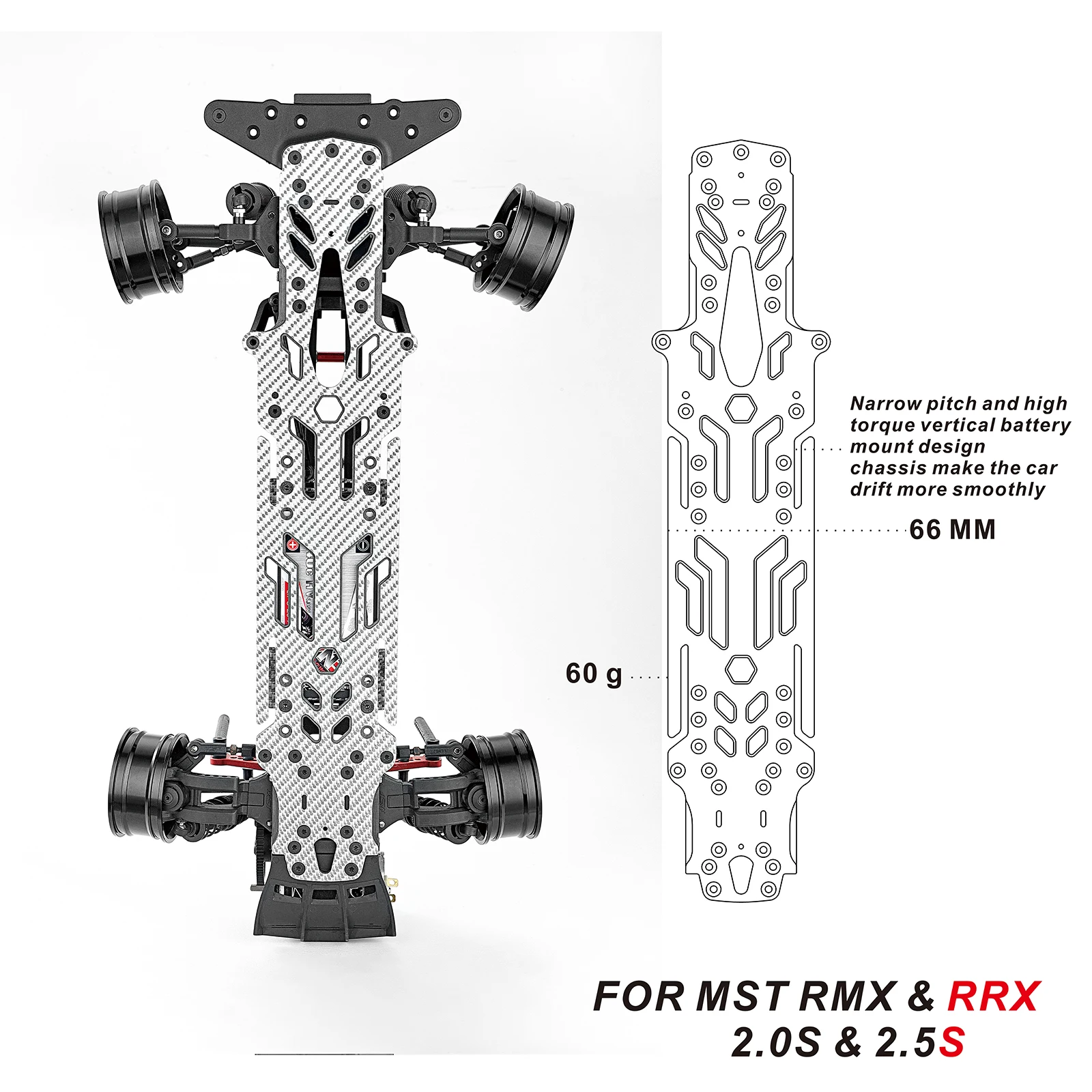 カーボンファイバー製の狭い垂直トラクションシャーシとバッテリー