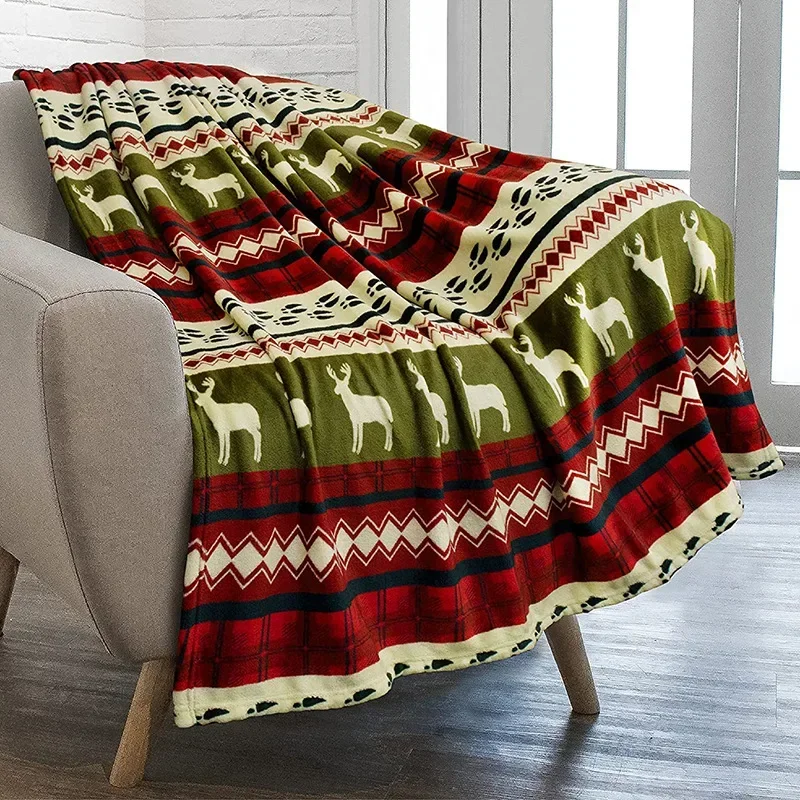 thumbnail image 1 of Manta navideña, manta de franela con diseño de copos de nieve y jengibre 2024, manta de felpa suave y cálida de invierno para sofá cama, 1 of 5