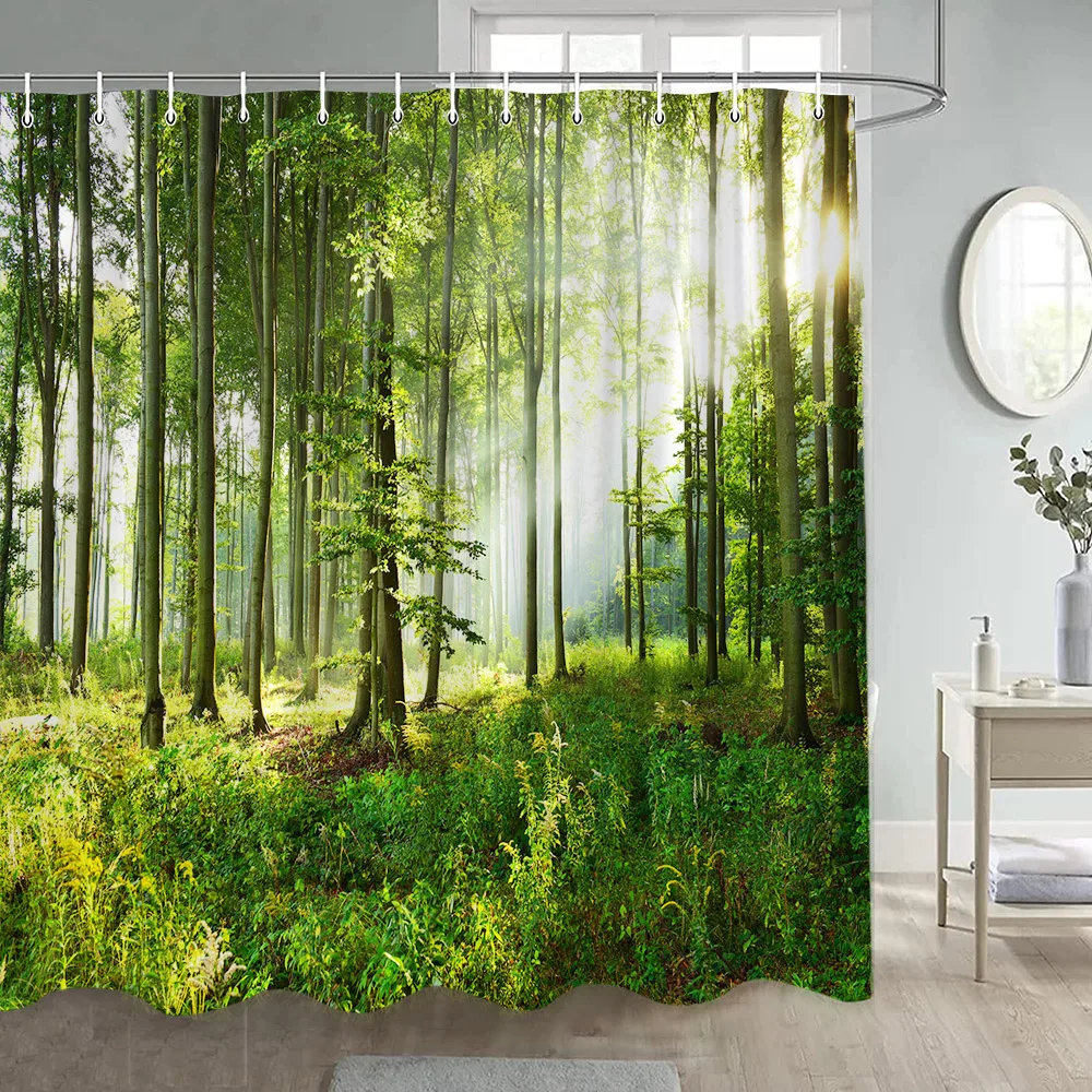 Shower Curtains Polyester Bathroom Decor with Hooks