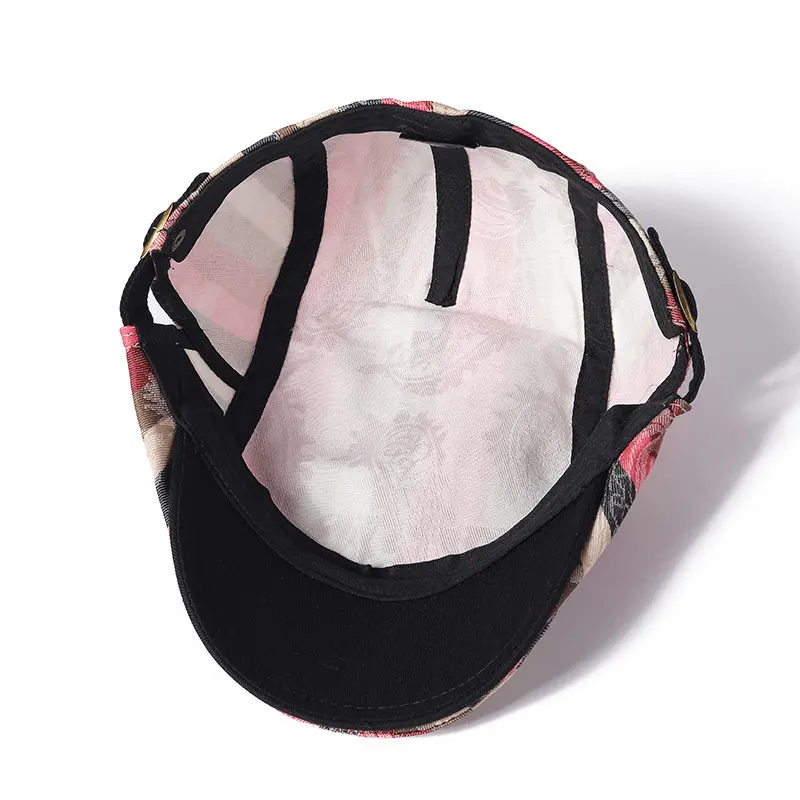 Four Seasons Cotton Print Newsboy Caps Flat Peaked Cap Men and Women Painter Beret Hats 160
