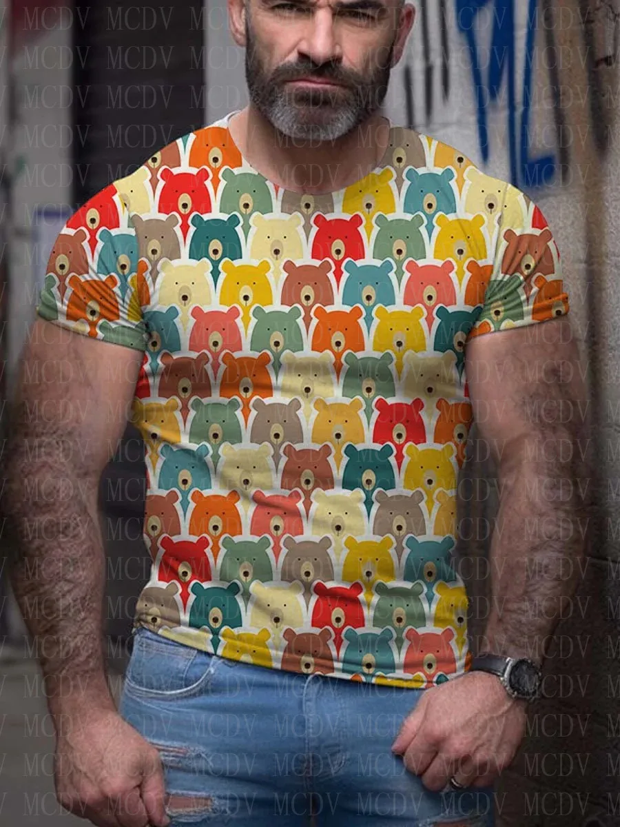 

Bears Pride T-Shirt 3D Printed Summer Men's T Shirts for Tops The Colorful The Best He Him Hole LGBT3D Printed T Shirt