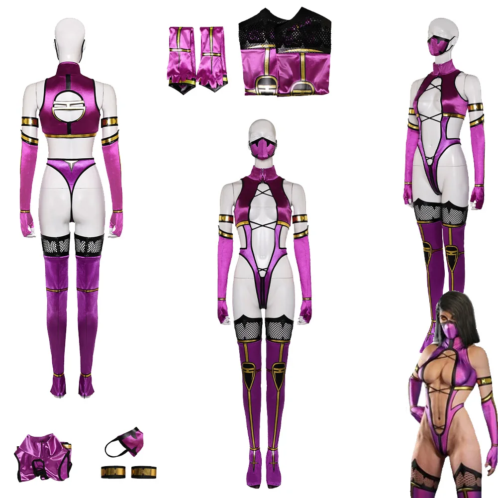 

Mileena Cosplay Jumpsuit Game Mortal Cos Kombat 9 Costume Mask Outfits Women Female Fantasy Halloween Carnival Role Play Suit