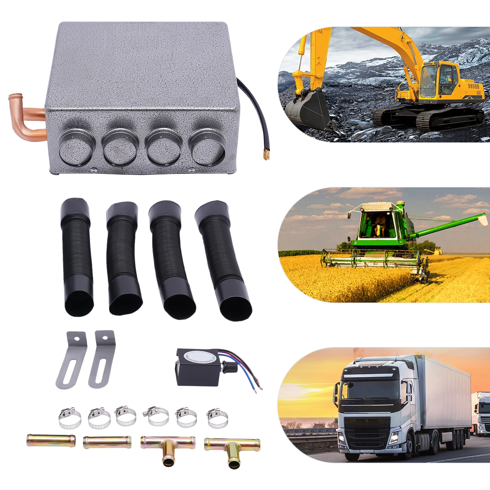 2V Universal Auto Car Under Dash Compact Heater Copper Tube+Speed Switch