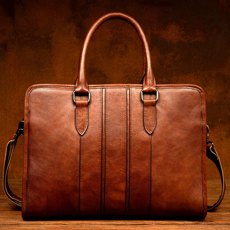 Bolso de mensajero de cuero de completo hecho a mano para hombres, maletín cuero, bolso para computadora portátil, bolso de hombro cruzado grande, regalo de Navidad| | - AliExpress