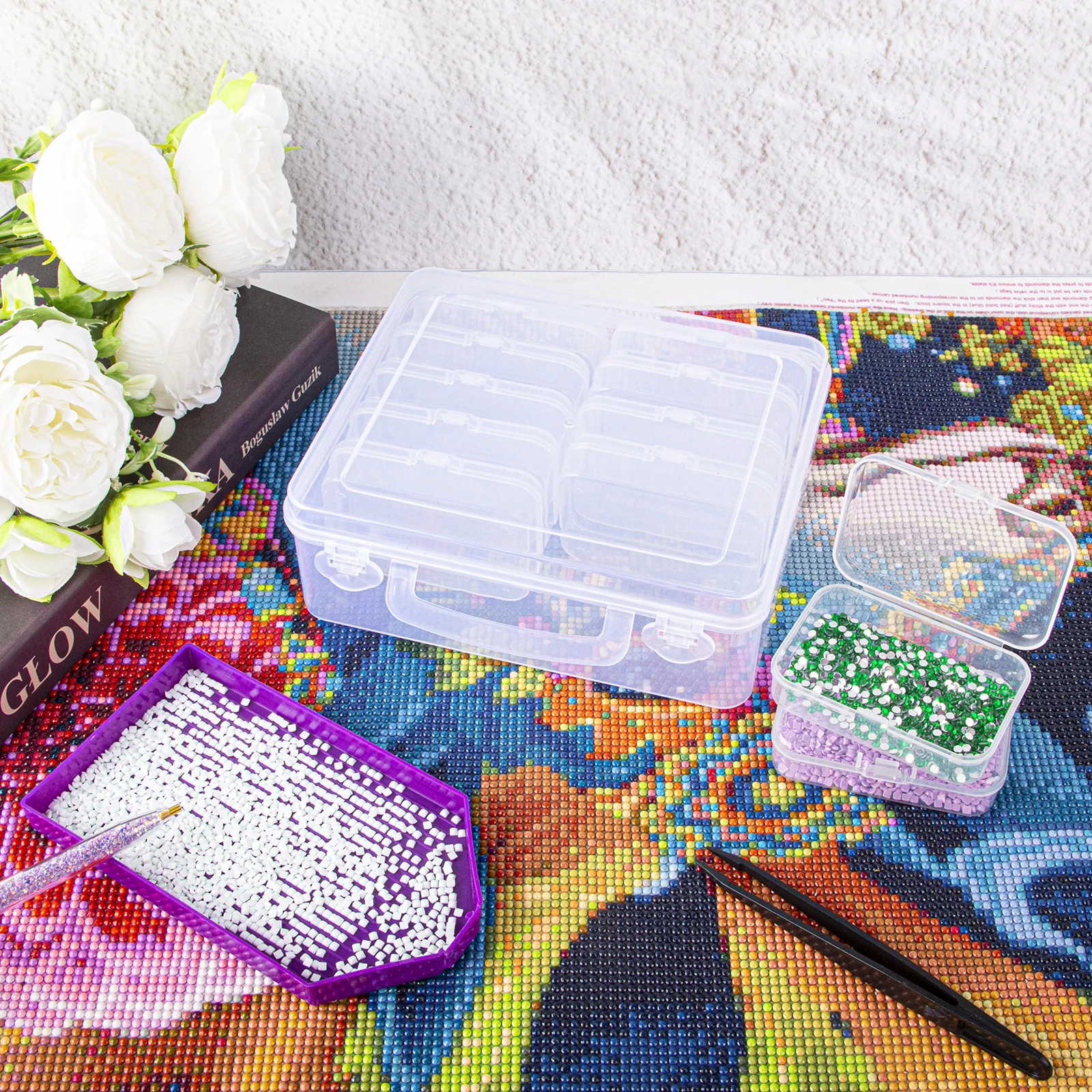 1 Set of 12 Pieces Storage Boxes ,Storage Gift Diamond Painting Stone Beads, Suitable for Diamond Embroidery Box DIY Craft, Stor