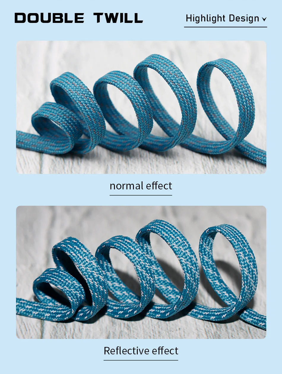 Weiou Laces Leuchtende reflektierende flache Schnürsenkel 7 mm Polyester-Schnürsenkel 3M Dual-Fischgrätenmuster für Kinder-Sportschuhe – Detail 4