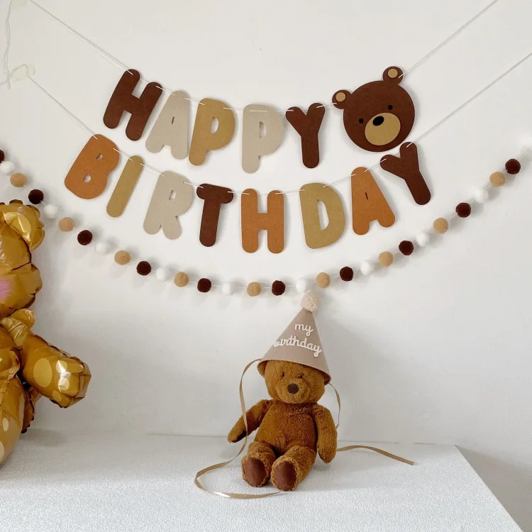 Kinder Teddybär Geburtstag Party Ballon Banner Girlande Kuchen Topper Dekor Baby Dusche Jungen Mädchen 1. Geburtstag Dekoration Lieferungen – Detail 2