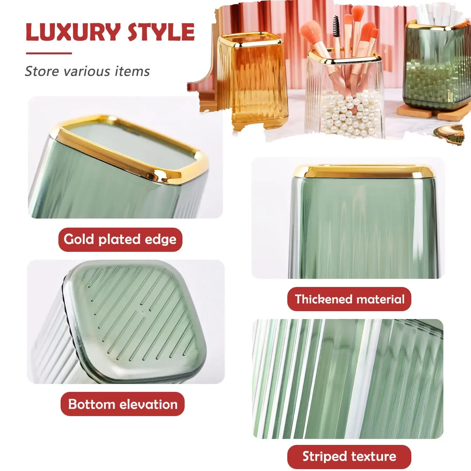 Makeup Brush Bucket Storage Tube Dressing Table Office Desktop Pen Holder Cosmetics Storage Box 4